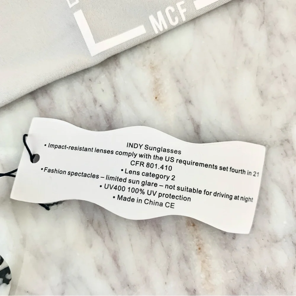 INDY Maui Sunglasses in Black White Marble Tortoise Blue Lens Anthropologie - Picture 15 of 16